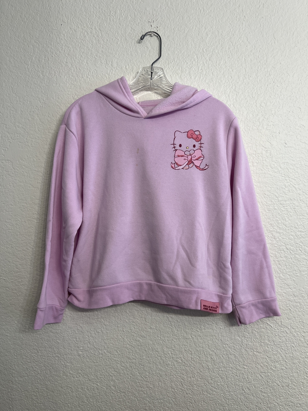 Girls Hello Kitty Pink Hooded Pajama Set with Bow & Star Graphics - Picture 2 of 8